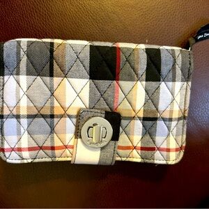 Vera Bradley Women's Turn Lock Wallet In plaid Quilted Fabric